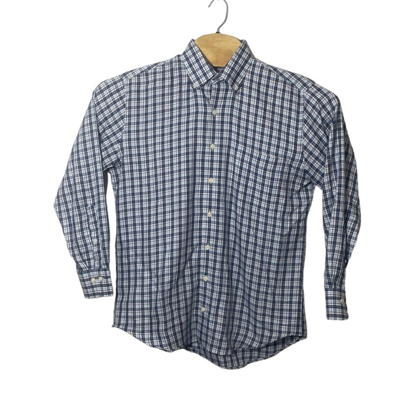 Peter‎ Millar Men's Medium Crown Soft Blue Plaid Button Down Cotton/Silk - Picture 4 of 5